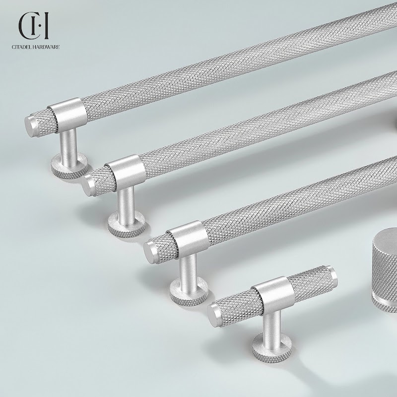 Blanc Knurled Brass Cabinet Handle – Silver - View 2