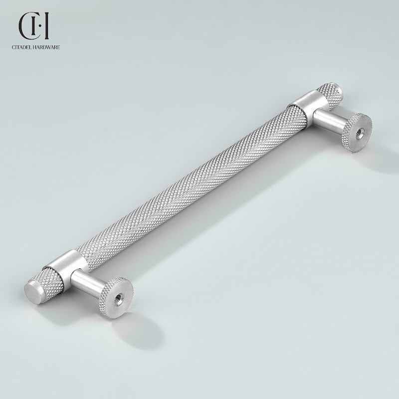 Blanc Knurled Brass Cabinet Handle – Silver - View 5