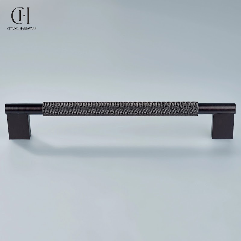 Aion Knurled Brass Cabinet Handle – Oil Rubbed Bronze - View 2