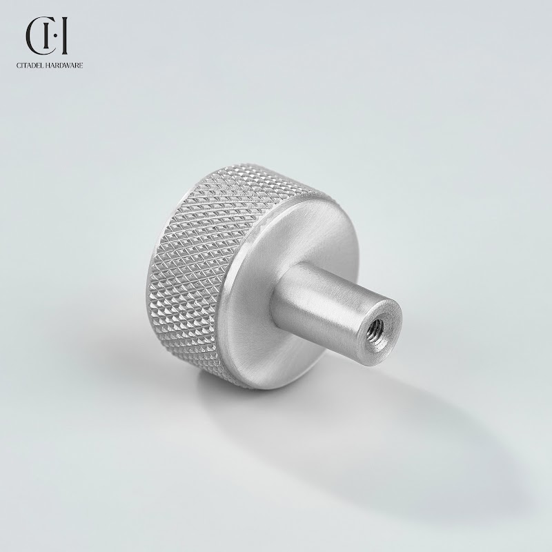 Grafton Knurled Round Brass Cabinet Knob – Silver - View 3