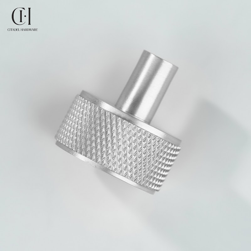 Grafton Knurled Round Brass Cabinet Knob – Silver - View 5