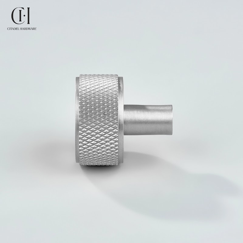 Grafton Knurled Round Brass Cabinet Knob – Silver - View 6