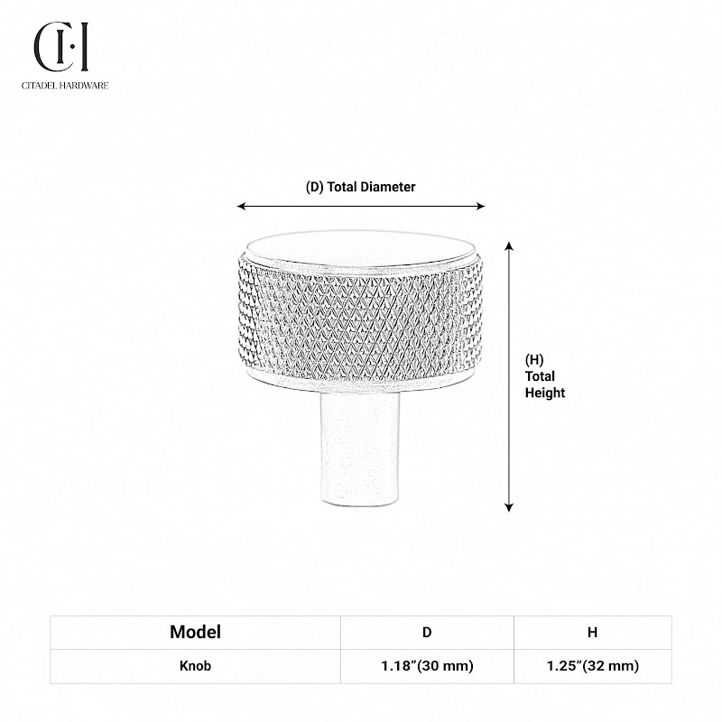 Grafton Knurled Round Brass Cabinet Knob – Silver - View 8