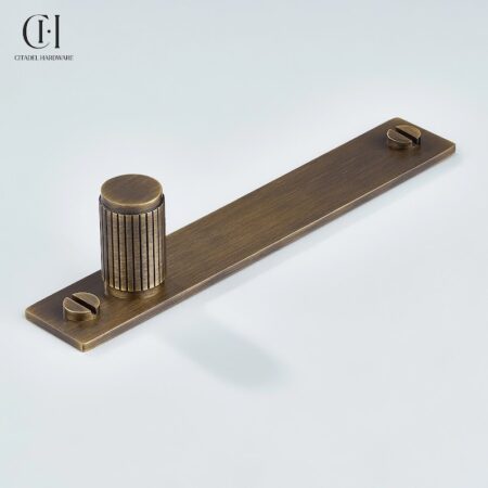 Keld Linear Knurled Cylinder Backplate Antique Bronze by Citadel Hardware