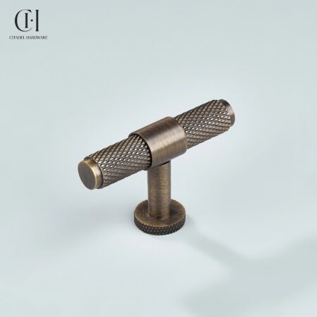 Riven Knurled T-knob Antique Bronze by Citadel Hardware