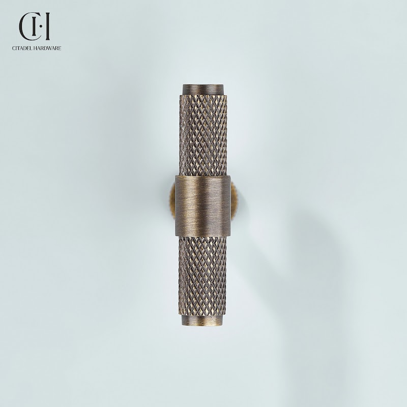 Riven Knurled Brass Cabinet T-Knob – Antique Bronze - View 6