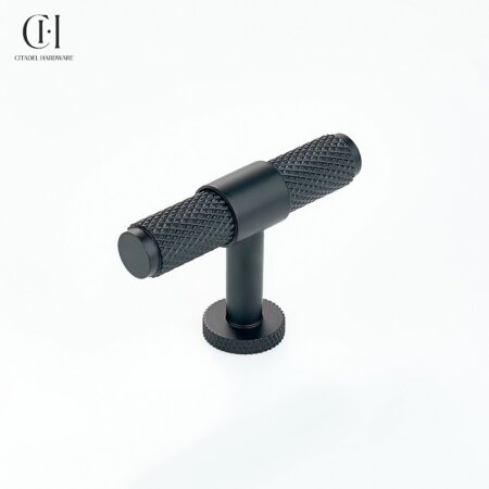 Riven Knurled T-knob Black by Citadel Hardware