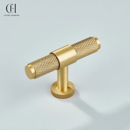 Riven Knurled T-knob Gold by Citadel Hardware