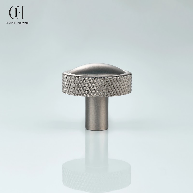 Fenn Knurled Brass Round Cabinet Knob – Silver - View 3