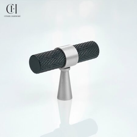 Sten Knurled T-knob Black Silver by Citadel Hardware
