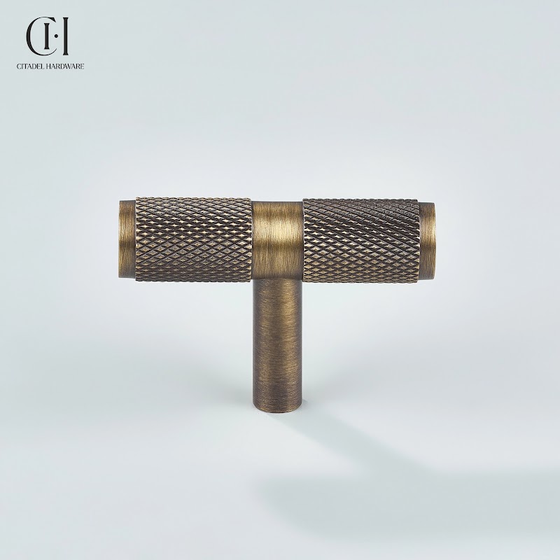 Alto Knurled Brass Cabinet T-Knob – Antique Bronze - View 2