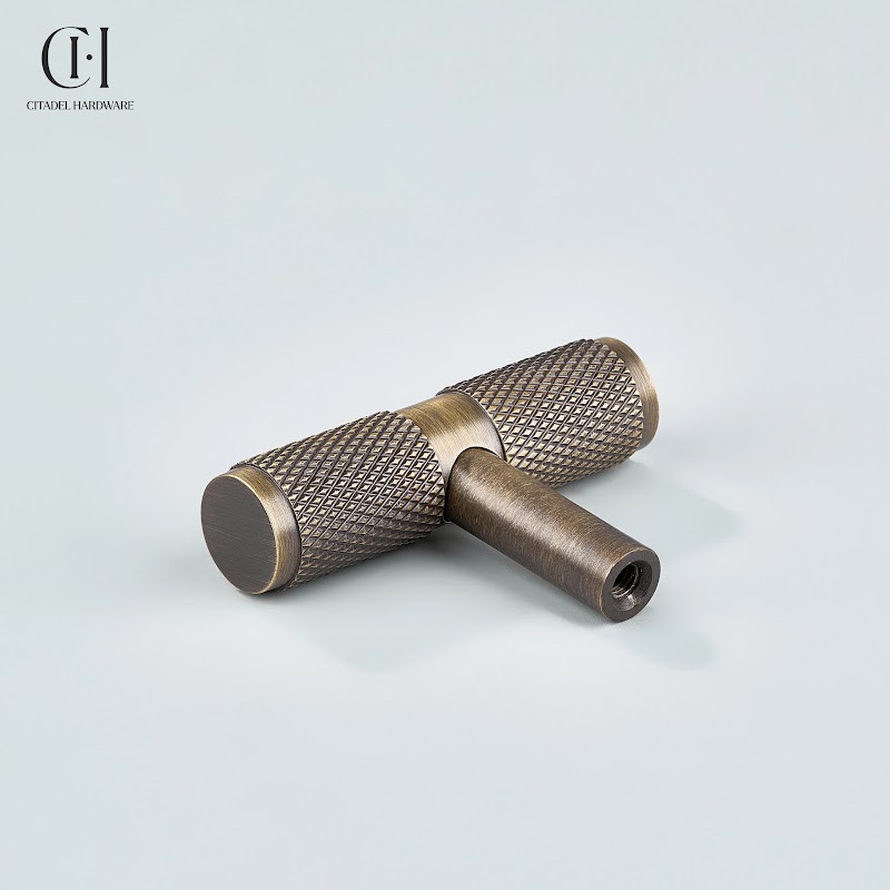 Alto Knurled Brass Cabinet T-Knob – Antique Bronze - View 3
