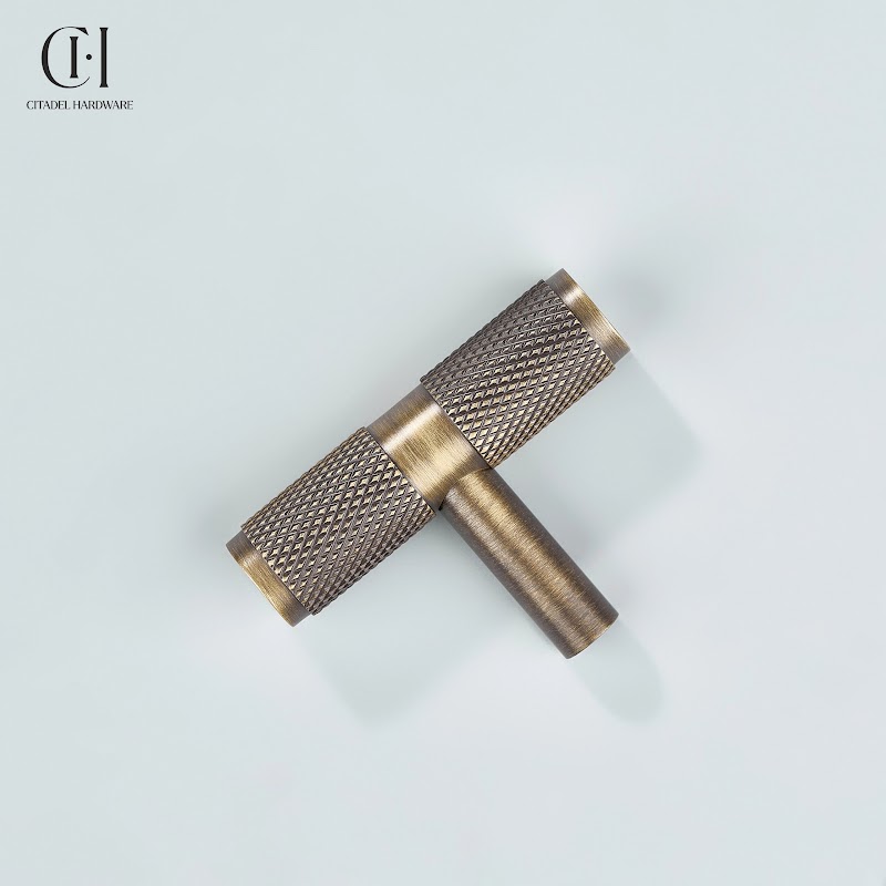 Alto Knurled Brass Cabinet T-Knob – Antique Bronze - View 4