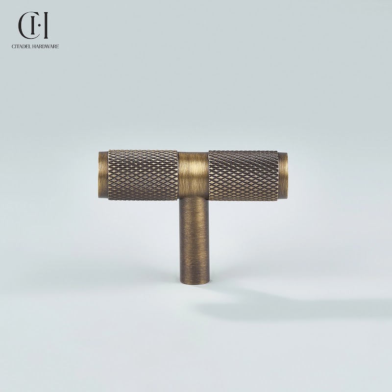 Alto Knurled Brass Cabinet T-Knob – Antique Bronze - View 6
