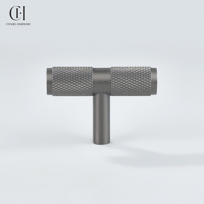 Alto Knurled Brass Cabinet T-Knob – Gunmetal - View 2