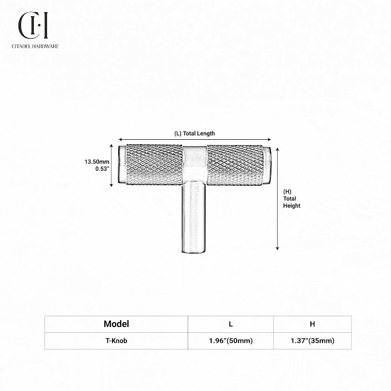 Alto Knurled Brass Cabinet T-Knob – Gunmetal - View 6