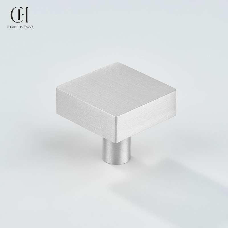 Kyne Square Brass Cabinet Knob – Silver - View 2