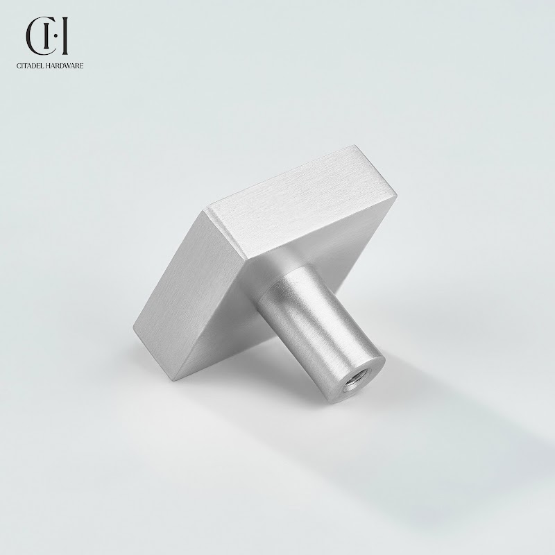 Kyne Square Brass Cabinet Knob – Silver - View 3