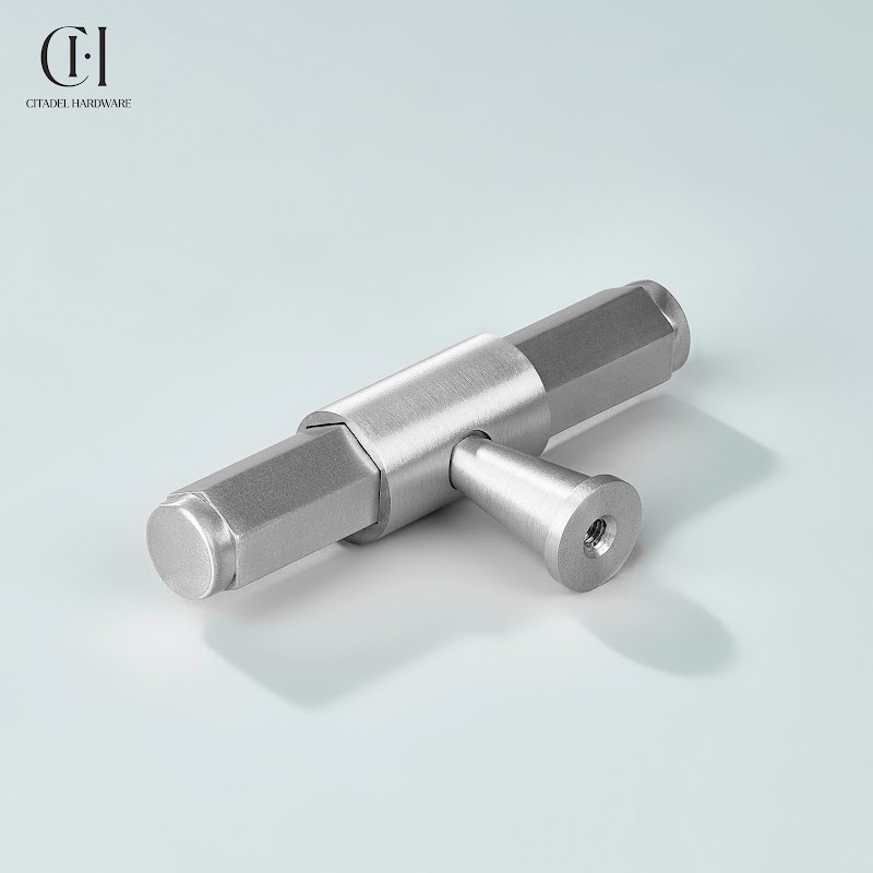 Torq Hexagonal Solid Brass Cabinet T-Knob – Silver - View 3