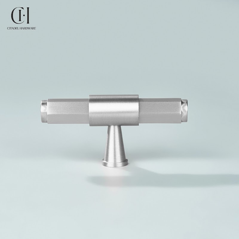Torq Hexagonal Solid Brass Cabinet T-Knob – Silver - View 4