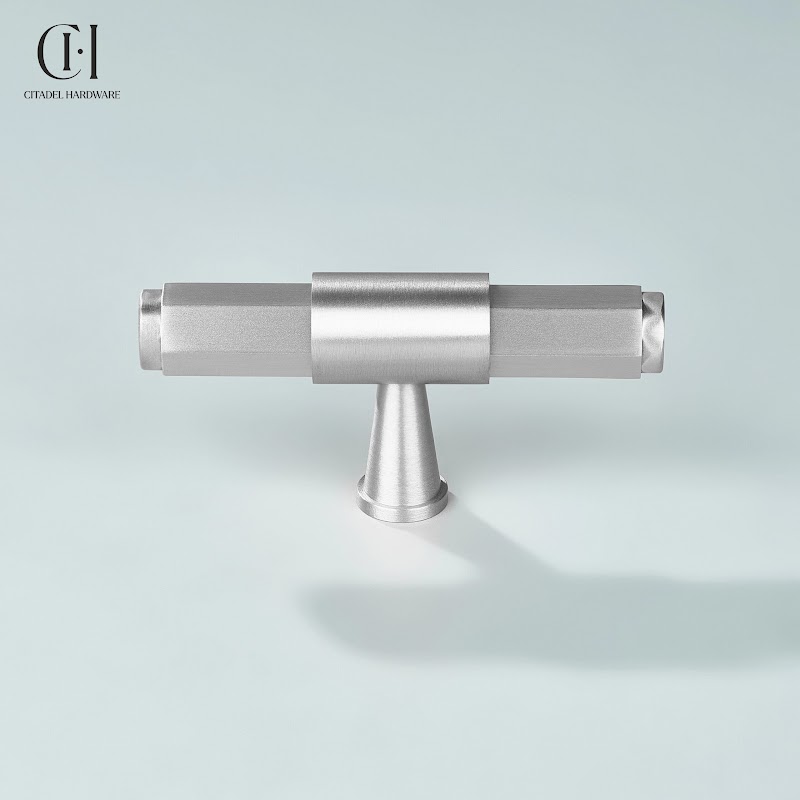 Torq Hexagonal Solid Brass Cabinet T-Knob – Silver - View 6