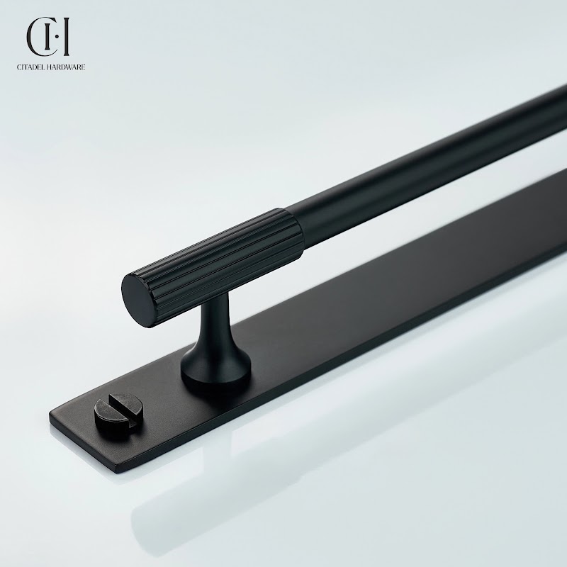 Qeld Linear Knurled Backplate Black by Citadel Hardware