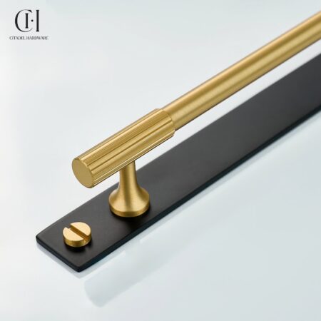 Qeld Linear Knurled Backplate Gold Black by Citadel Hardware