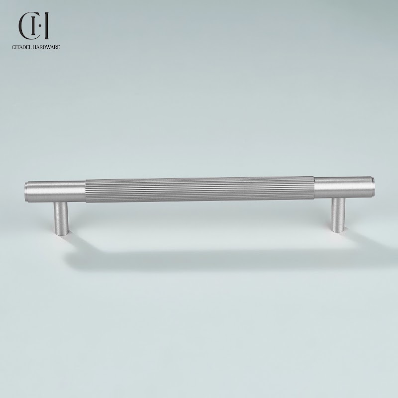 Neel Linear Knurled Brass Cabinet Handle – Silver - View 4