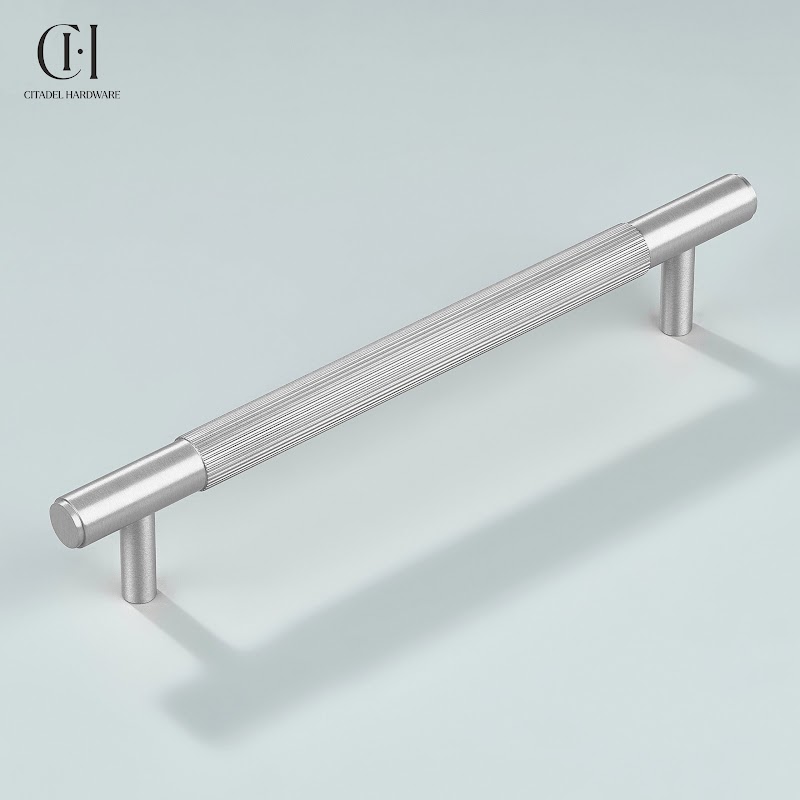 Neel Linear Knurled Brass Cabinet Handle – Silver - View 5