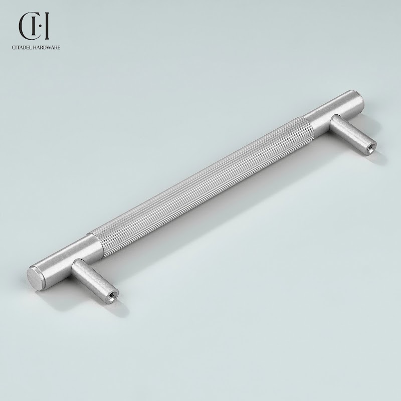 Neel Linear Knurled Brass Cabinet Handle – Silver - View 6