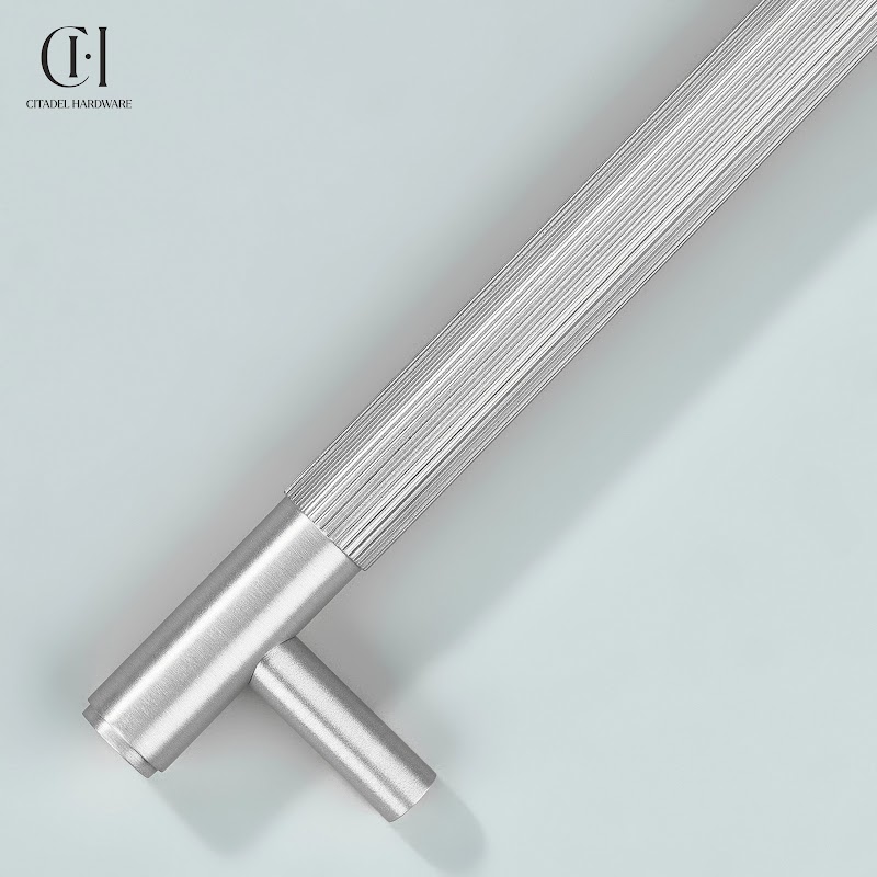 Neel Linear Knurled Brass Cabinet Handle – Silver - View 7