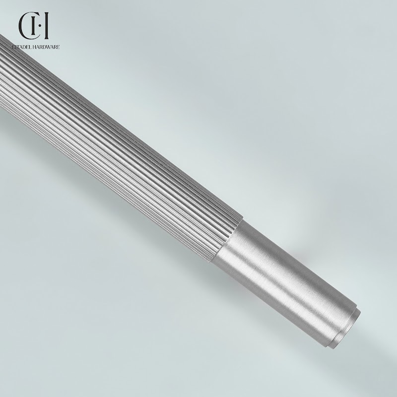 Neel Linear Knurled Brass Cabinet Handle – Silver - View 8
