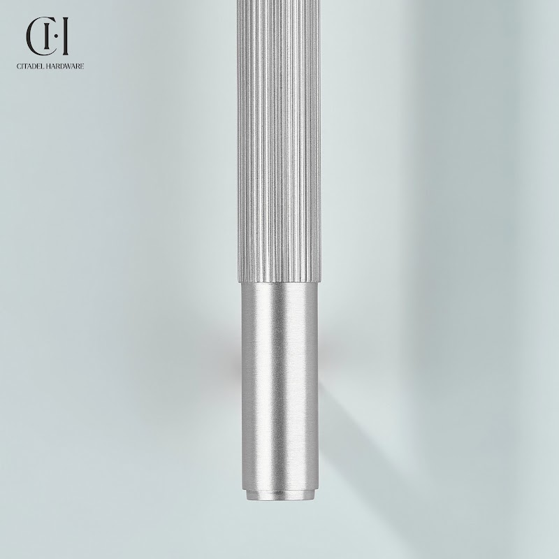 Neel Linear Knurled Brass Cabinet Handle – Silver - View 9