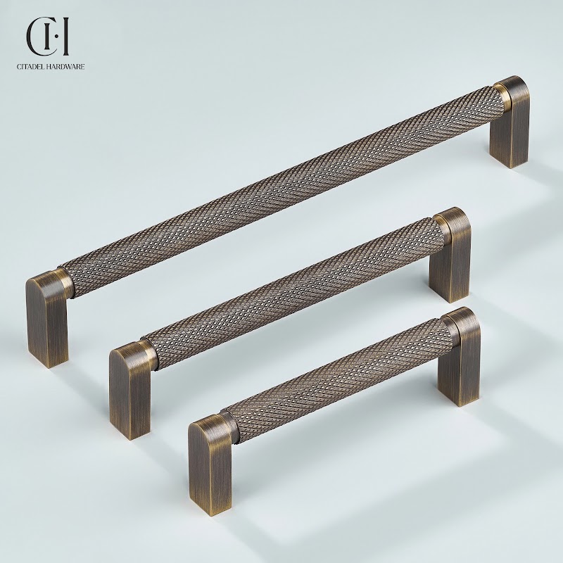 Arvel Knurled Brass Cabinet Handle – Antique Bronze - View 2
