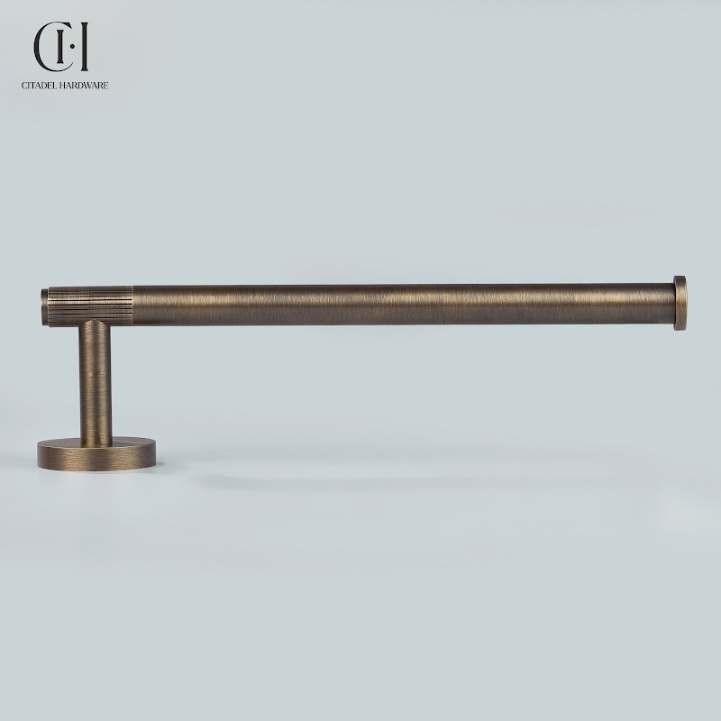 Luma Linear knurled Brass Towel Holder – Antique Bronze - View 2