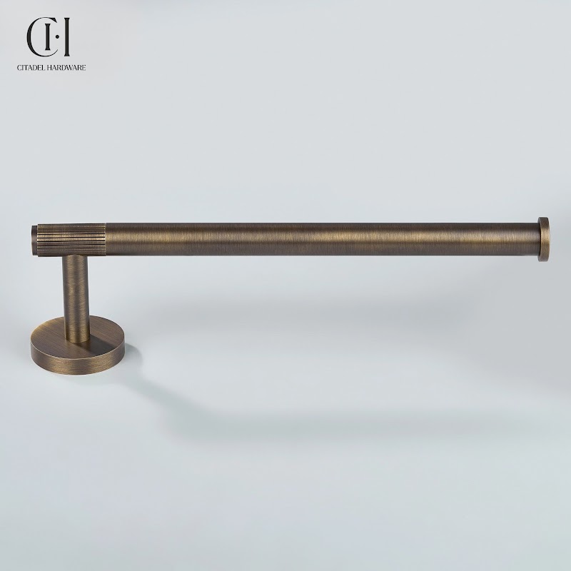 Luma Linear knurled Brass Towel Holder – Antique Bronze - View 3