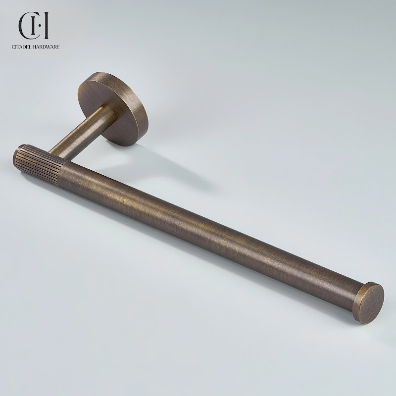 Luma Linear knurled Brass Towel Holder – Antique Bronze - View 4