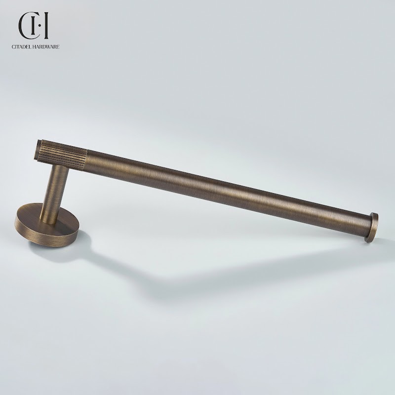 Luma Linear knurled Brass Towel Holder – Antique Bronze - View 5