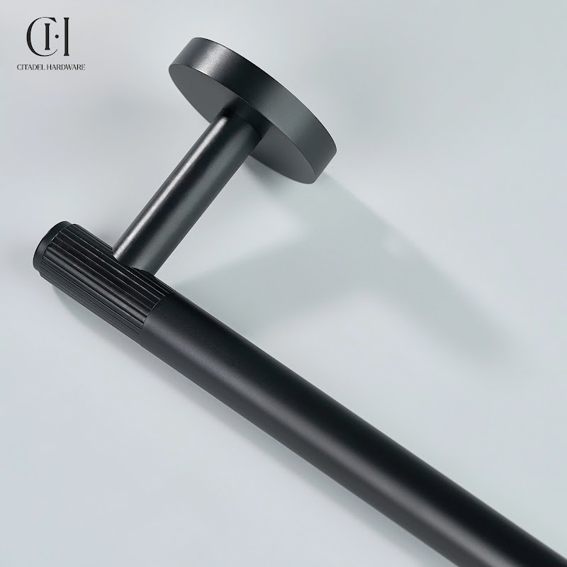 Luma Linear knurled Brass Towel Holder – Black - View 10