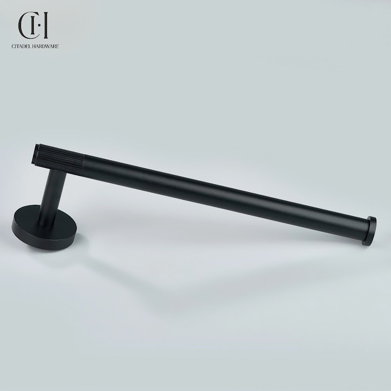 Luma Linear knurled Brass Towel Holder – Black - View 2