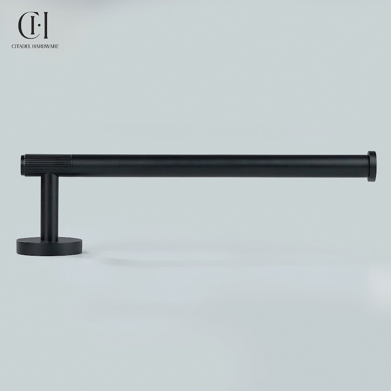 Luma Linear knurled Brass Towel Holder – Black - View 8