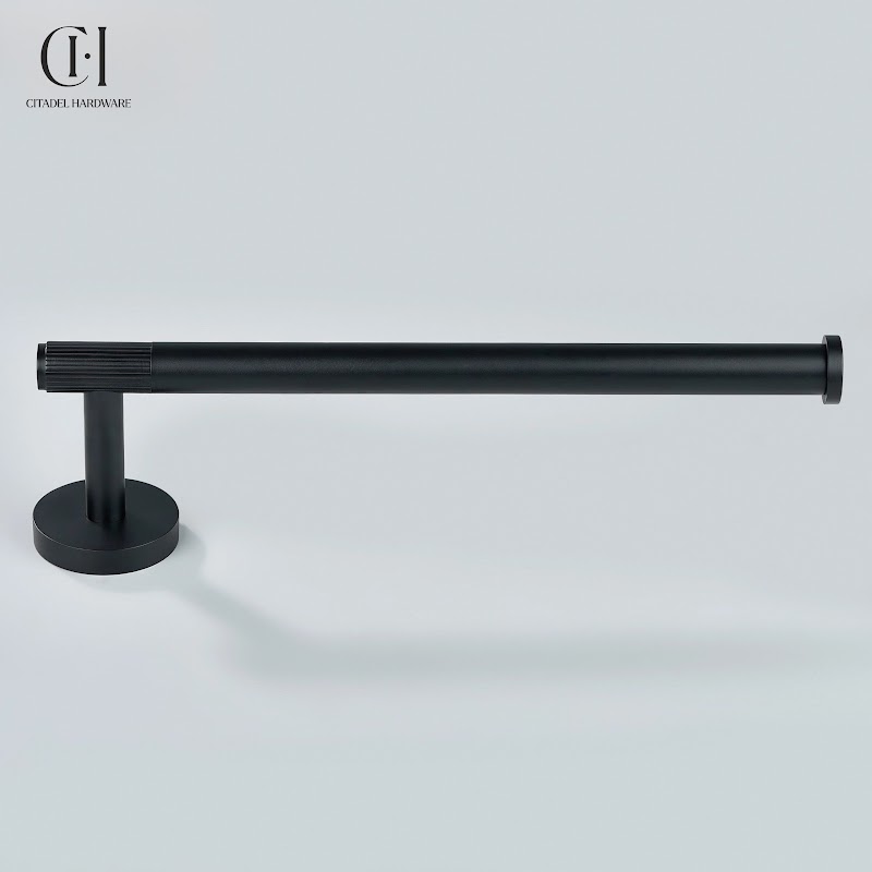 Luma Linear knurled Brass Towel Holder – Black - View 9