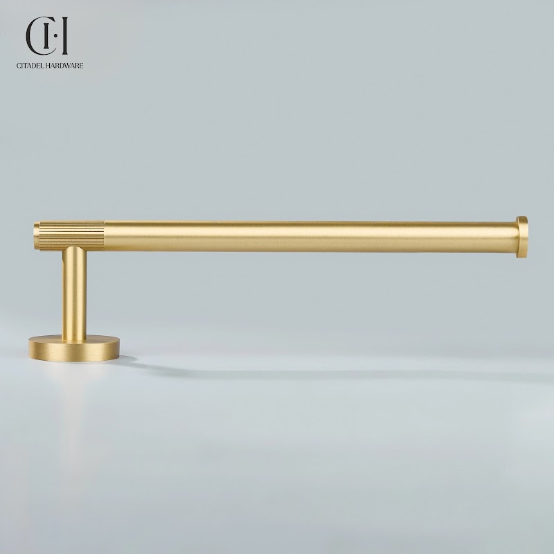 Luma Linear knurled Brass Towel Holder – Gold - View 10