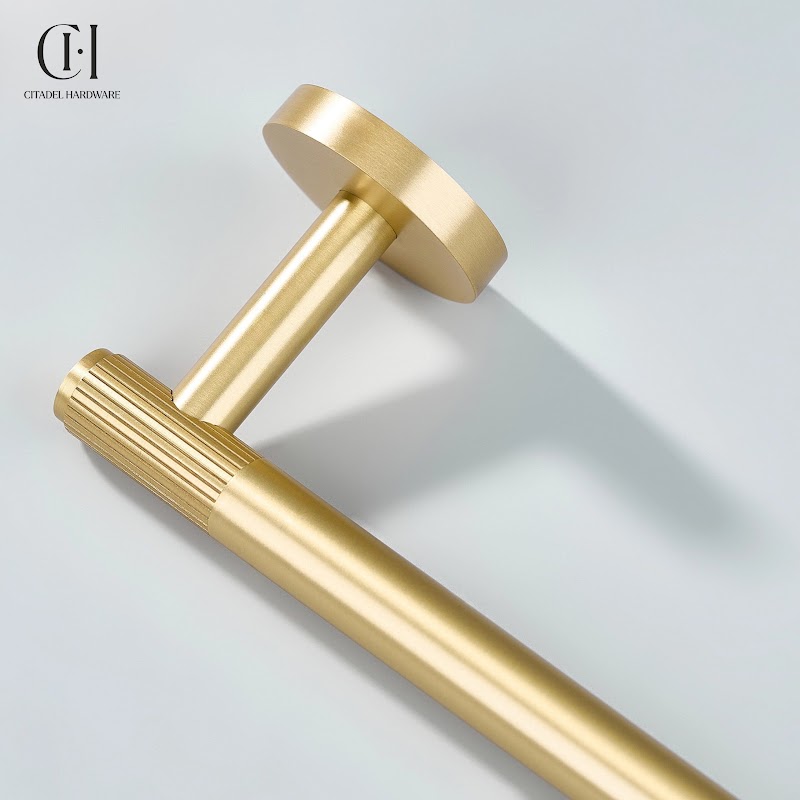 Luma Linear knurled Brass Towel Holder – Gold - View 11