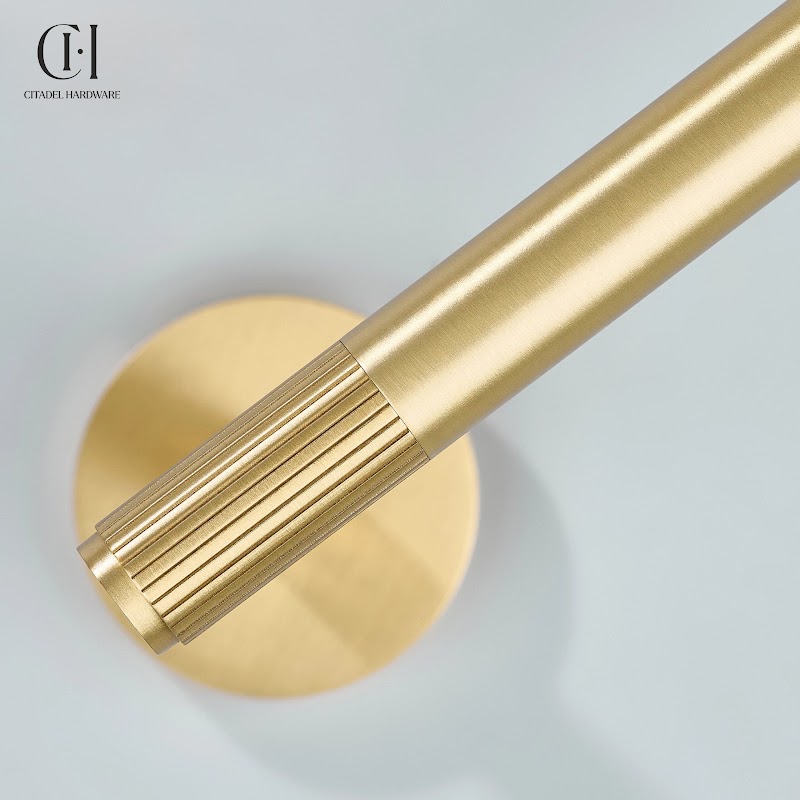 Luma Linear knurled Brass Towel Holder – Gold - View 12