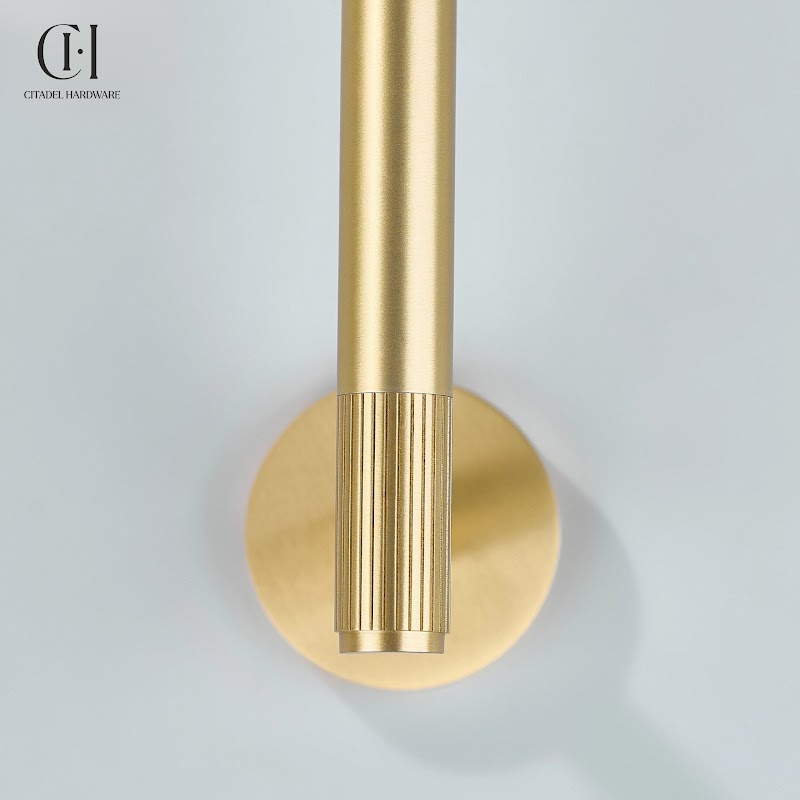 Luma Linear knurled Brass Towel Holder – Gold - View 2