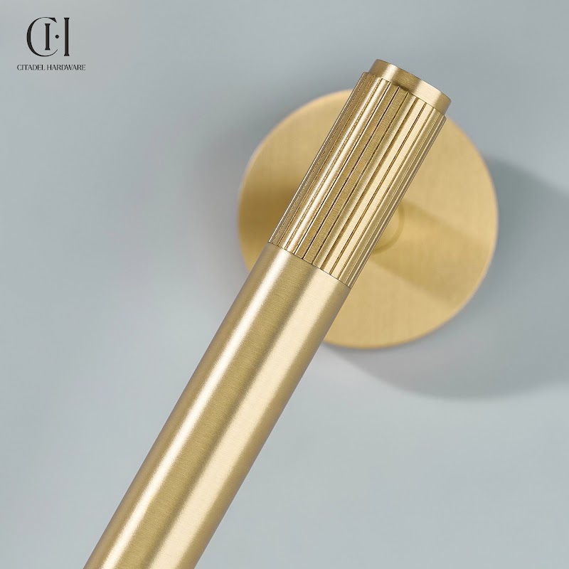 Luma Linear knurled Brass Towel Holder – Gold - View 5