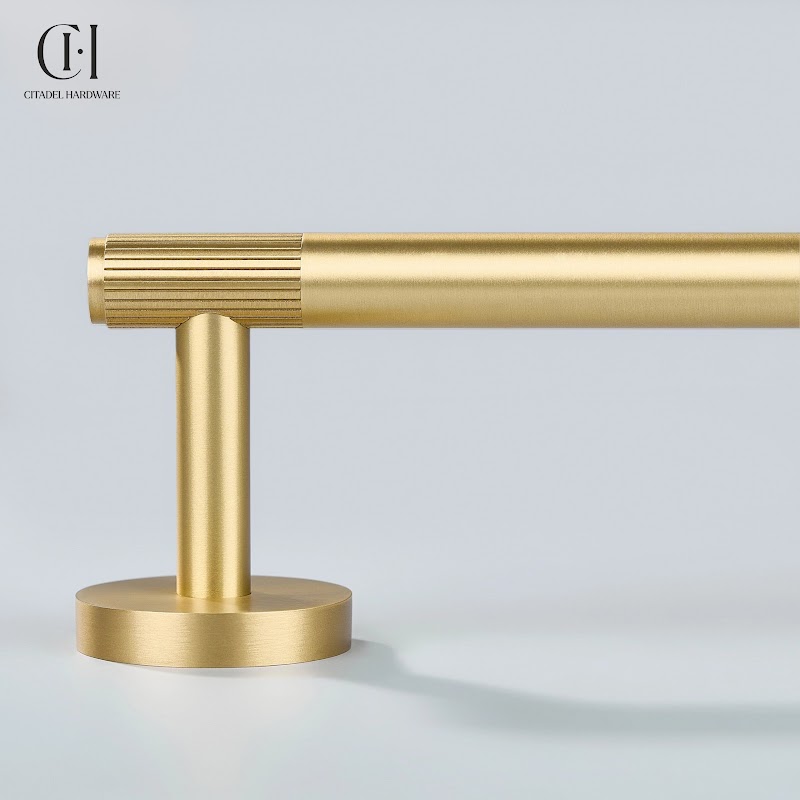 Luma Linear knurled Brass Towel Holder – Gold - View 7