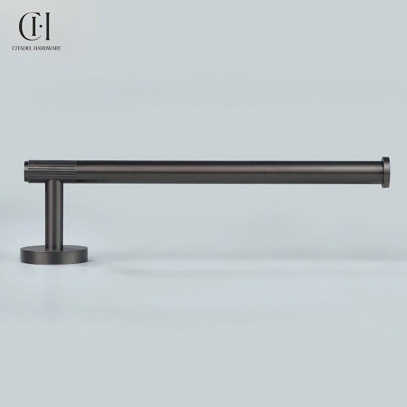 Luma Linear knurled Brass Towel Holder – Gunmetal - View 3