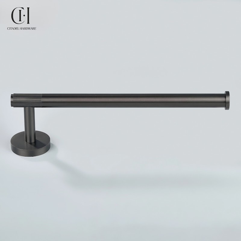 Luma Linear knurled Brass Towel Holder – Gunmetal - View 4
